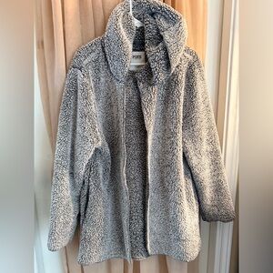 Victoria’s Secret PINK comfy sherpa gray cardigan with hood size M/L